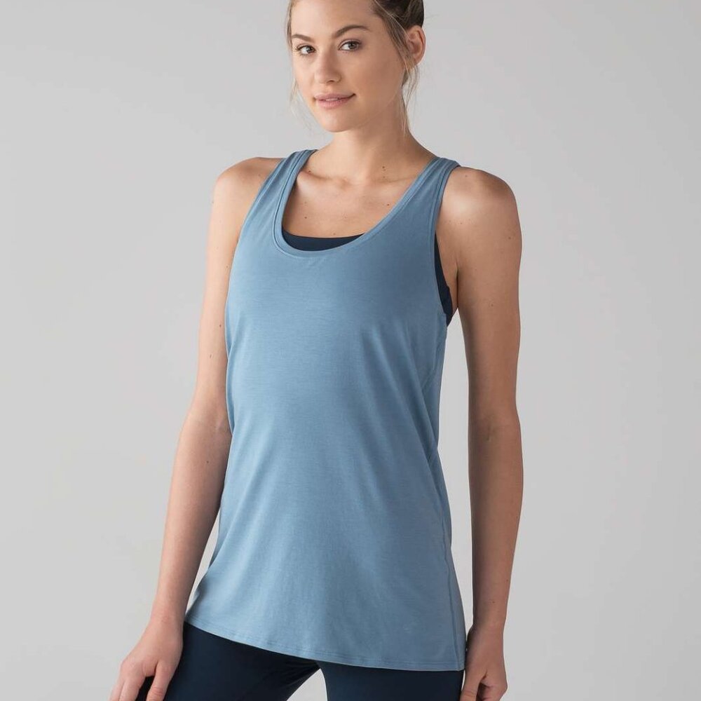 Lululemon Love Tank Top Pima Cotton Seascape Ocean Blue Size 4